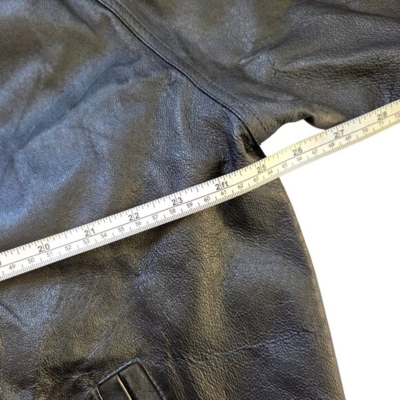 St. John’s Bay Black Leather Bomber Jacket Mens XL Streetwear Moto Inspired - Picture 11 of 16